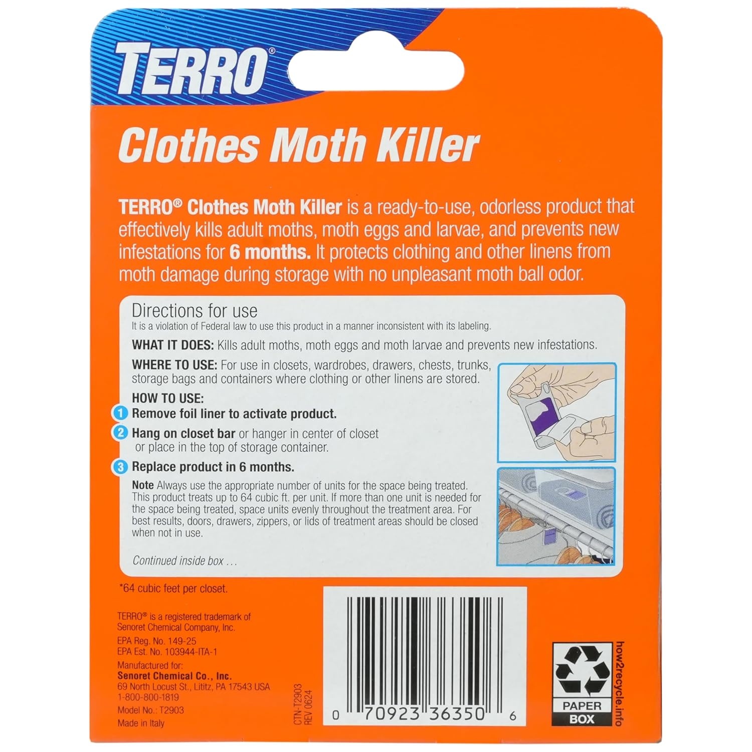 image:imageTERRO Clothes Moth Killer 3Pack Kills Adult Moths Larvae amp EggsPack of 1