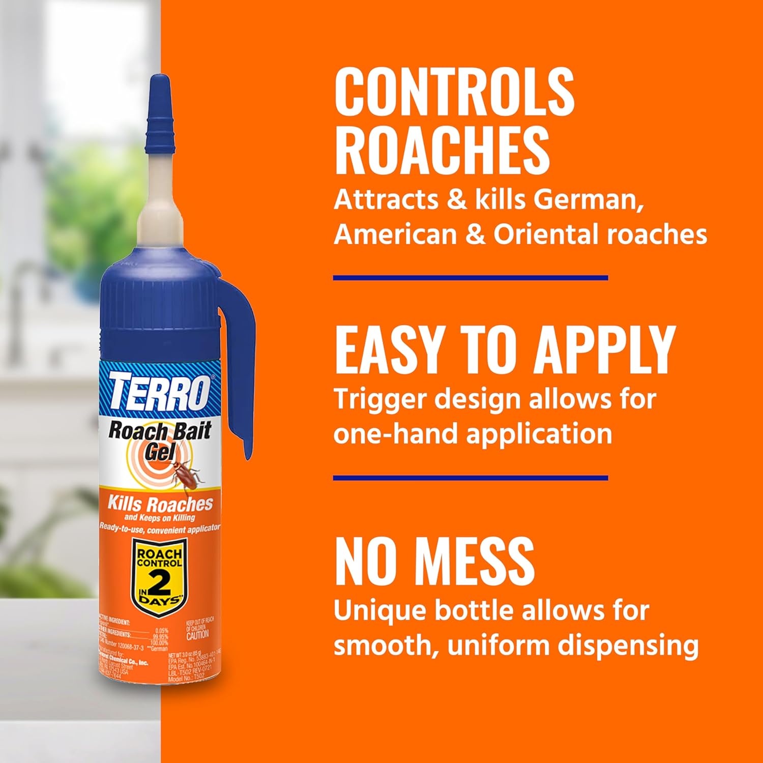 image:imageTERRO Cockroach Gel Bait Killer 168g of Bait 2Pack1 Bottle 84 Grams of Bait