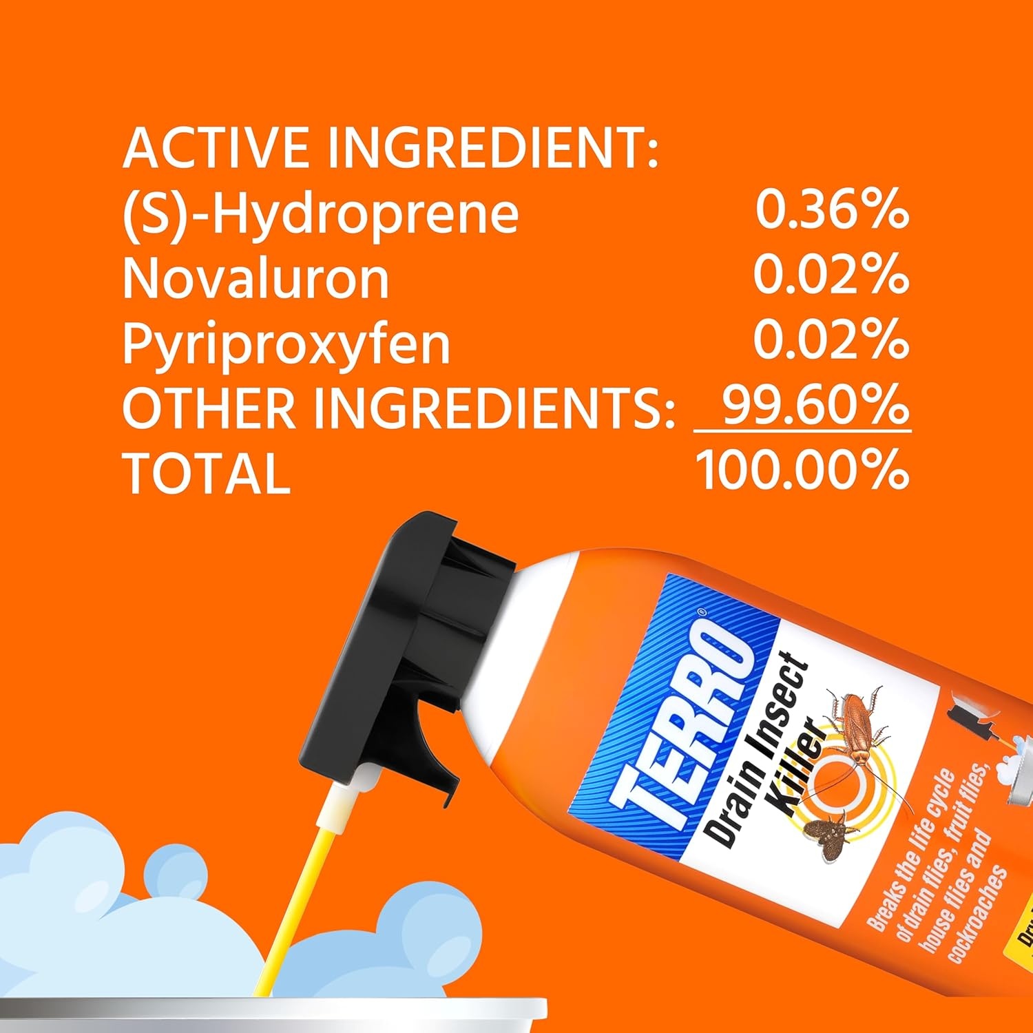 image:imageTERRO Drain Insect Killer 1Pack Foam Treatment for Indoor InfestationsPack of 1