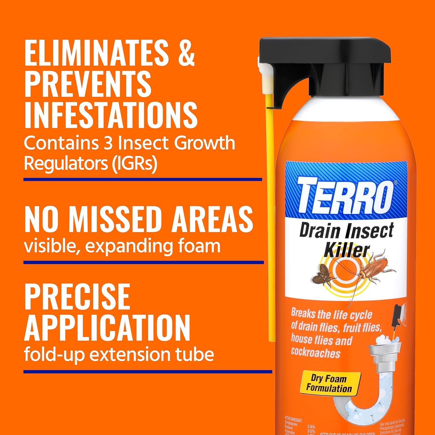 image:imageTERRO Drain Insect Killer 1Pack Foam Treatment for Indoor InfestationsPack of 1