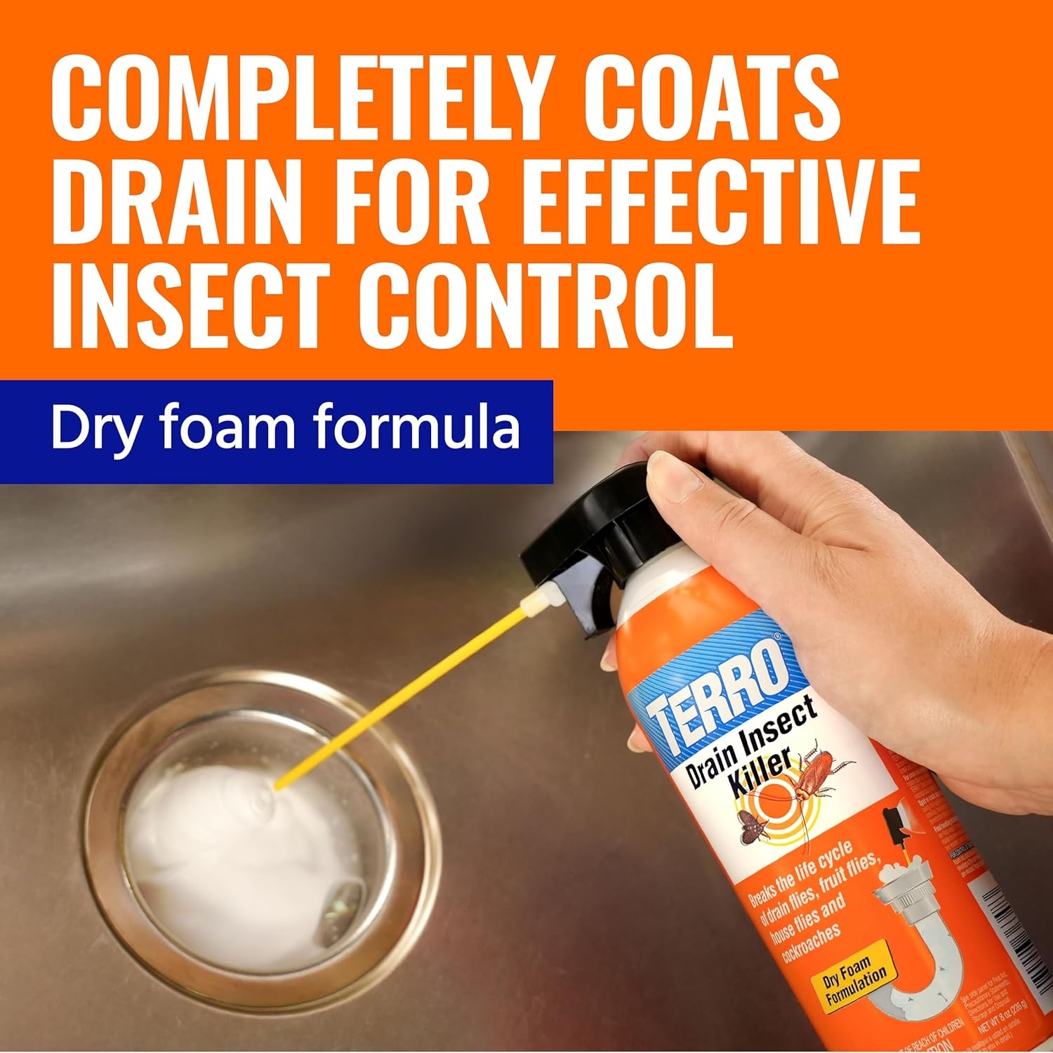 image:imageTERRO Drain Insect Killer 1Pack Foam Treatment for Indoor InfestationsPack of 2
