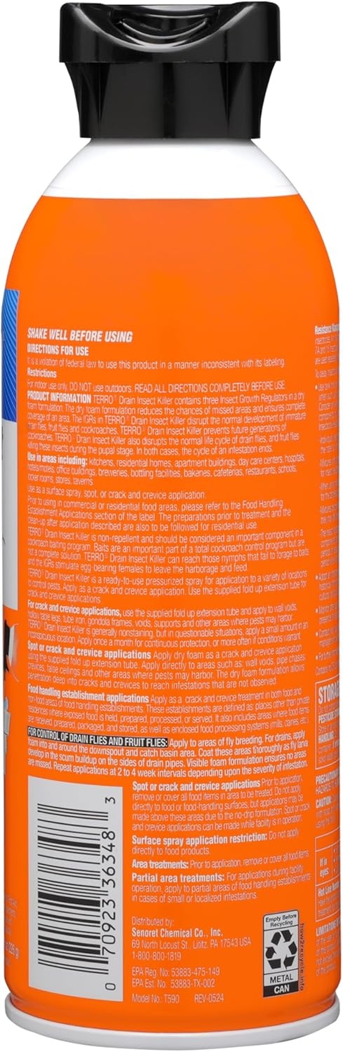 image:imageTERRO Drain Insect Killer 1Pack Foam Treatment for Indoor InfestationsPack of 2