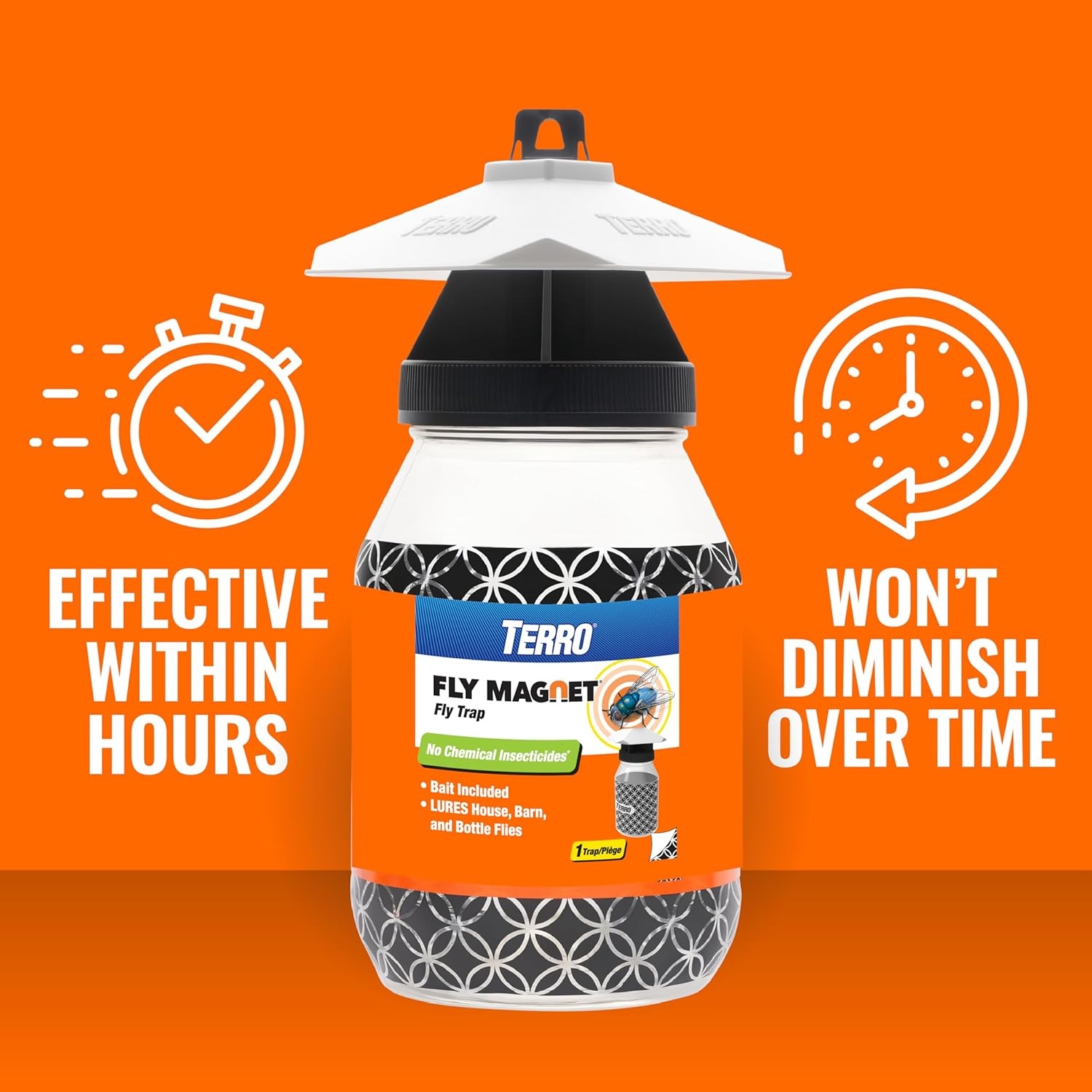 image:imageTERRO Fly Magnet Trap Reusable PoisonFree Outdoor Fly Catcher with Bait1 Pack
