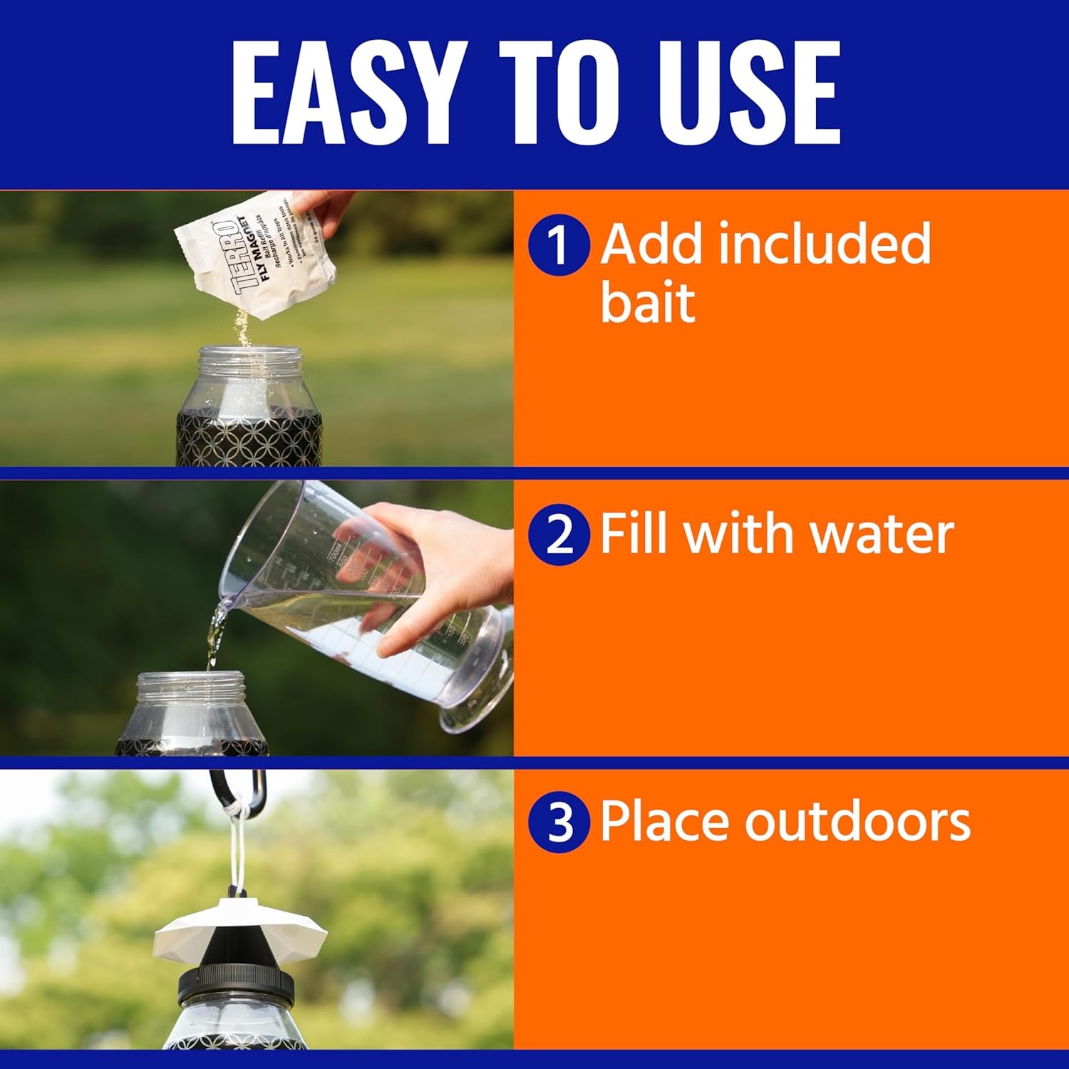 image:imageTERRO Fly Magnet Trap Reusable PoisonFree Outdoor Fly Catcher with Bait1 Pack
