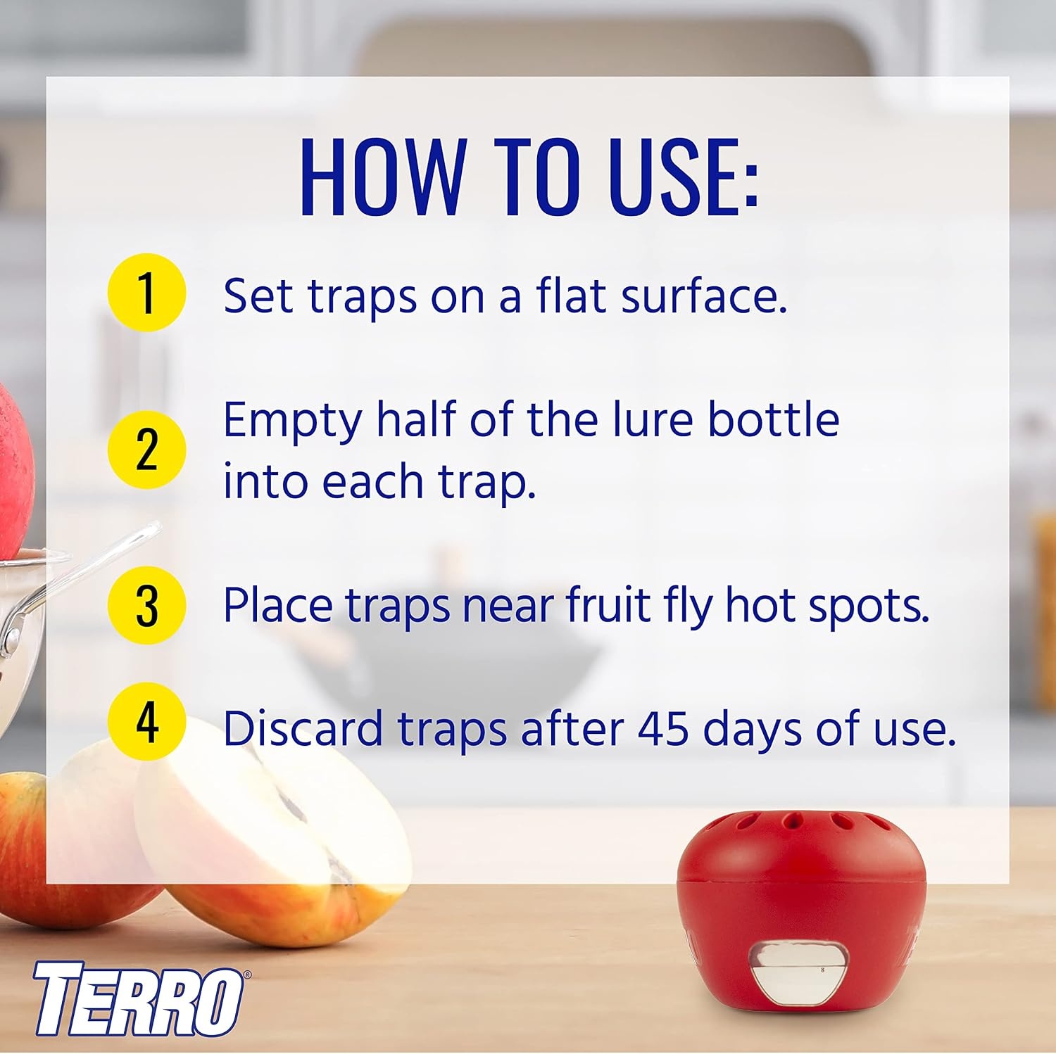 image:imageTERRO Fruit Fly Trap Refills 4 Pack Liquid Bait Replacement for Home2 Traps