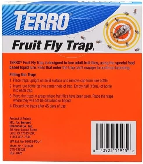 image:imageTERRO Fruit Fly Trap Refills 4 Pack Liquid Bait Replacement for Home2 Traps Pack of 6