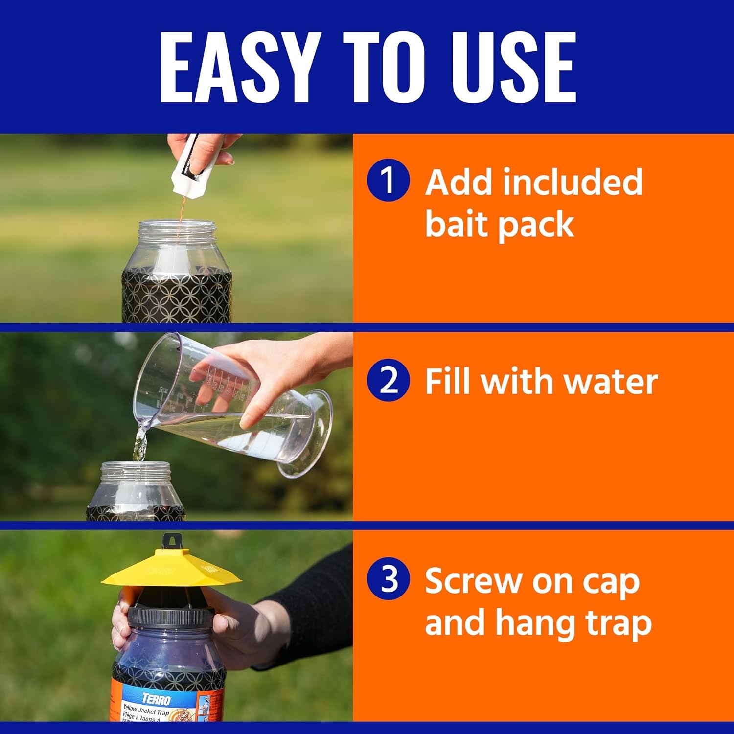 image:imageTERRO Outdoor Yellow Jacket Trap with Bait Easy to Use T362 No Chemical Insecticides Effective Yellowjacket Trap Includes Bait1 Count Pack of 1