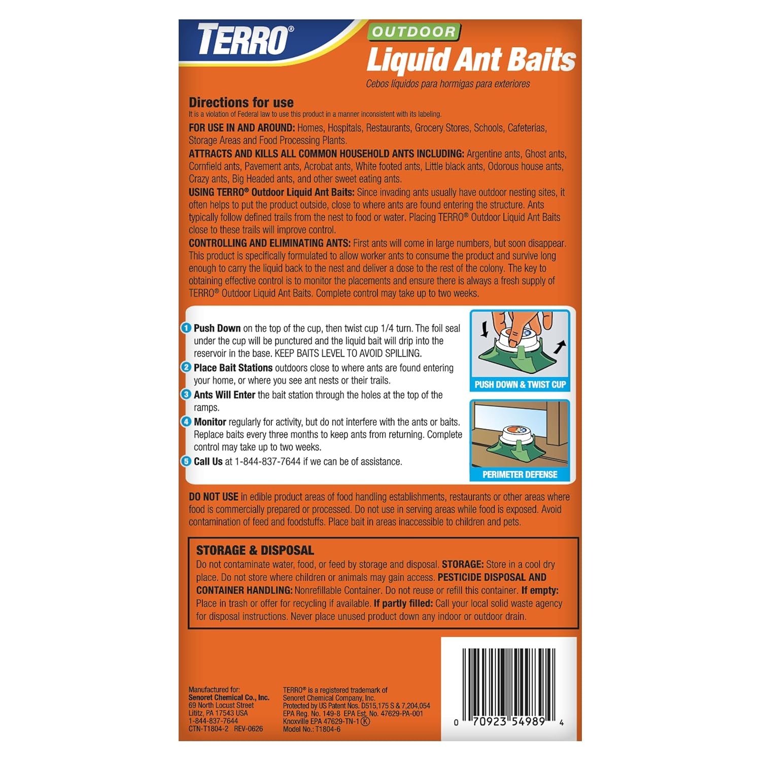 image:imageTERRO T18046 Outdoor ReadytoUse Liquid Ant Bait Killer and Trap Kills Common Household Ants 4 Bait Stations8 Ant Baits