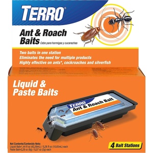 TERRO Ant & Roach Bait, 4-Pack, Indoor Ant Killer and Roach Killer(4 Ant & Roach Bait Stations)