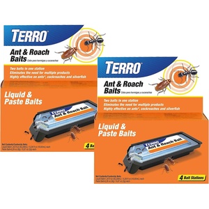 TERRO Ant & Roach Bait, 4-Pack, Indoor Ant Killer and Roach Killer(8 Ant & Roach Bait Stations)