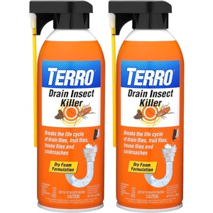 TERRO Drain Insect Killer, 1-Pack, Foam Treatment for Indoor Infestations(Pack of 2)