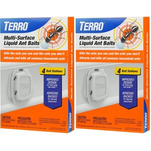 TERRO Multi-Surface Liquid Ant Baits, 4-Pack, Indoor Bait Stations for Home(4 Bait Stations (Pack of 2))