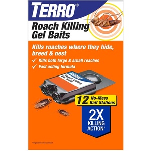 TERRO Roach Killer Gel Bait Stations, 12-Pack, Ready-to-Use Cockroach Bait(12 Pack)